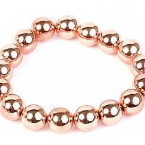 Hematite Plated Bead Bracelet 12mm (Pink Metal)
