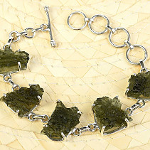 Bracelet natural moldavite Ag 925/1000 19,6g