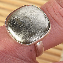 Ring meteorite muonionalusta square Ag 925/1000