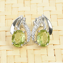Earrings with olivine and zircons Ag 925/1000 3,1g