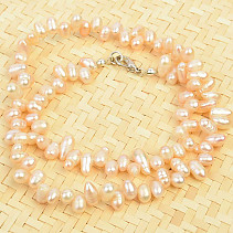 Apricot pearl zigzag necklace 44cm