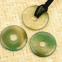 Fluorite green donut pendant on leather 25mm
