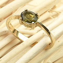 Vltavín prsten ovál standard brus vel.63 14K zlato Au 585/1000 3,28g