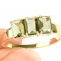 Moldavite ring standard cut 14K gold Au 585/1000 3,37g (size 57)
