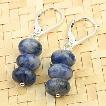 Sodalite button earrings Ag clasp