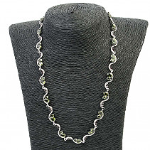 Stříbrný náhrdelník vltavíny a granáty brus Ag 925/1000 (49cm)
