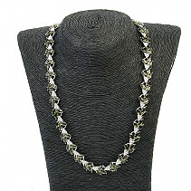 Moldavites and zircons luxury necklace 50cm standard cut Ag 925/1000 + Rh 58.7g