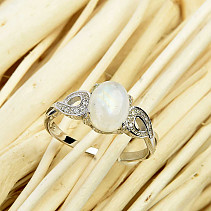 Moonstone ring and zircons silver Ag 925/1000