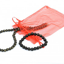 Silver obsidian bracelet and necklace 45cm Ag clasp
