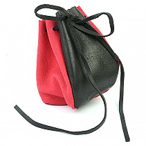 Leather bag black - dark pink