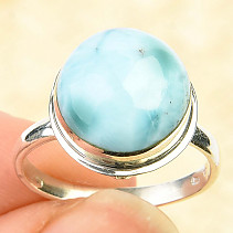 Ring with larimar round Ag 925/1000 (4.1g) size 54