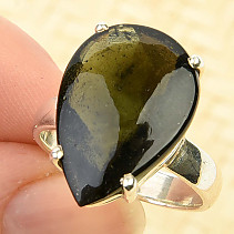 Moldavite ring drop size 57 Ag 925/1000 20 x 14mm (6.7g)