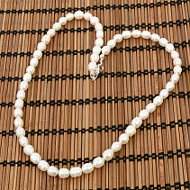 White pearl necklace 49cm Ag fastening oval