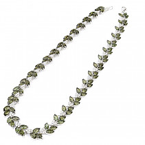 Luxusní náhrdelník vltavíny a zirkony 48cm standard brus Ag 925/1000+Rh (54,9g)