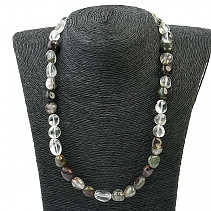 Crystal necklace with Ag inclusions fastening smooth stones