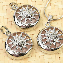 Rosequartz pendant sun with moon (jewelry handle)