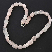 Necklace made of rosequartz Ag fastening with polished stones