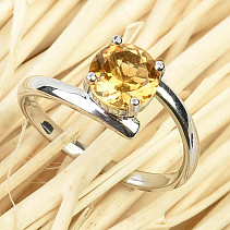 Citrín prsten kulatý brus Ag 925/1000 + Rh