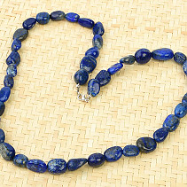Lapis lazuli necklace Ag fastening with smooth stones