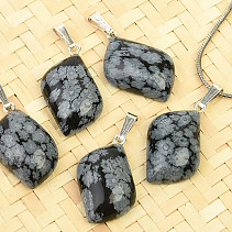 Flaky obsidian pendant Ag handle