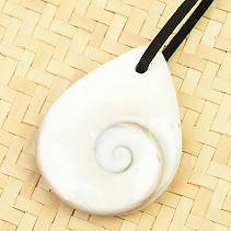 Seashell shiva pendant drop on skin