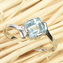 Blue topaz diamond ring Ag 925/1000 + Rh