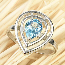 Topaz swiss blue prsten kapka  Ag 925/1000+Rh