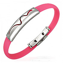 Bracelet surgical steel and pink rubber