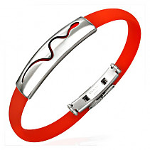 Bracelet surgical steel and red rubber