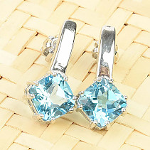 Earrings topaz swiss blue rhombus standard cut Ag 925/1000 + Rh