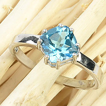 Ring topaz swiss blue standard cut diamond Ag 925/1000 + Rh
