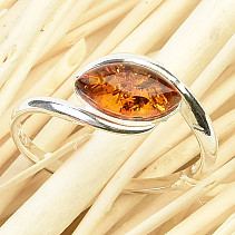 Fine ring with amber Ag 925/1000