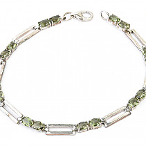 Moldavite bracelet 20cm checker top cut Ag 925/1000 8.4g