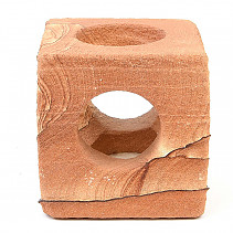 Sandstone cube candlestick (USA) 852g
