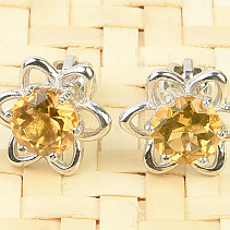 Citrine earrings flower standard cut Ag 925/1000 + Rh