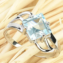 Topaz blue diamond decorated ring Ag 925/1000 + Rh