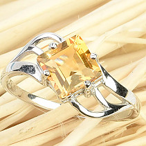 Citrine diamond decorated ring Ag 925/1000