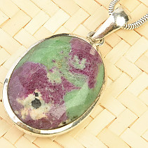 Ruby in zoisite pendant cut oval Ag 925/1000 8.4g