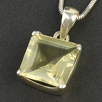 Lemon quartz pendant cut square Ag 925/1000 (4,1g)