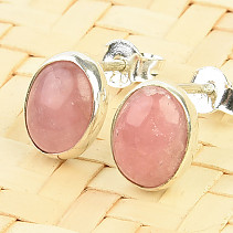 Oval earrings from rhodochrosite Ag 925/1000