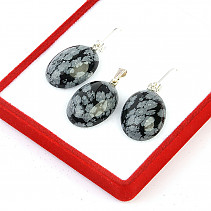 Gift set of obsidian flake jewelry Ag 925/1000