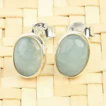 Aquamarine oval earrings silver Ag 925/1000