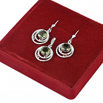 Gift set of moldavite jewelry and garnet 7mm Ag 925/1000 + Rh standard cut