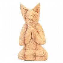 Cat light wood carving from Indonesia 12cm