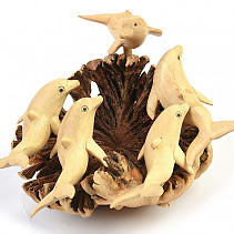 Flock of dolphins wood carving (Indonesia)
