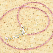 Růžový topaz brus náhrdelník Ag 925/1000 zapínání