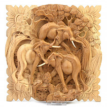 Elephants in the jungle large embossed carving