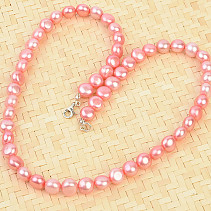 Růžové perly náhrdelník 45cm čočky Ag 925/1000 zapínání