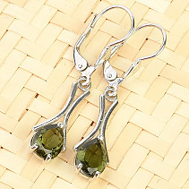 Vltavín drop dangling earrings 8 x 6mm standard cut Ag 925/1000