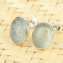 Aquamarine earrings oval 11 x 9mm Ag 925/1000 graft